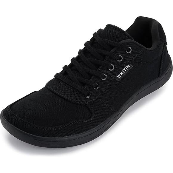 Whitin Mens Size 14W Wide Toe Box Black Canvas Lace Up Zero Drop Sneaker Shoes - Picture 1 of 6